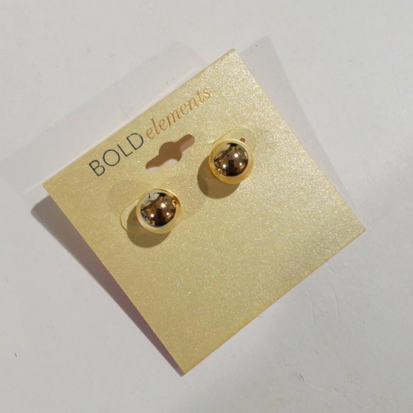 BOLD elements Elegant Gold-tone Ball Stud Earrings - Women's Fashion Jewelry - Picture 3 of 7